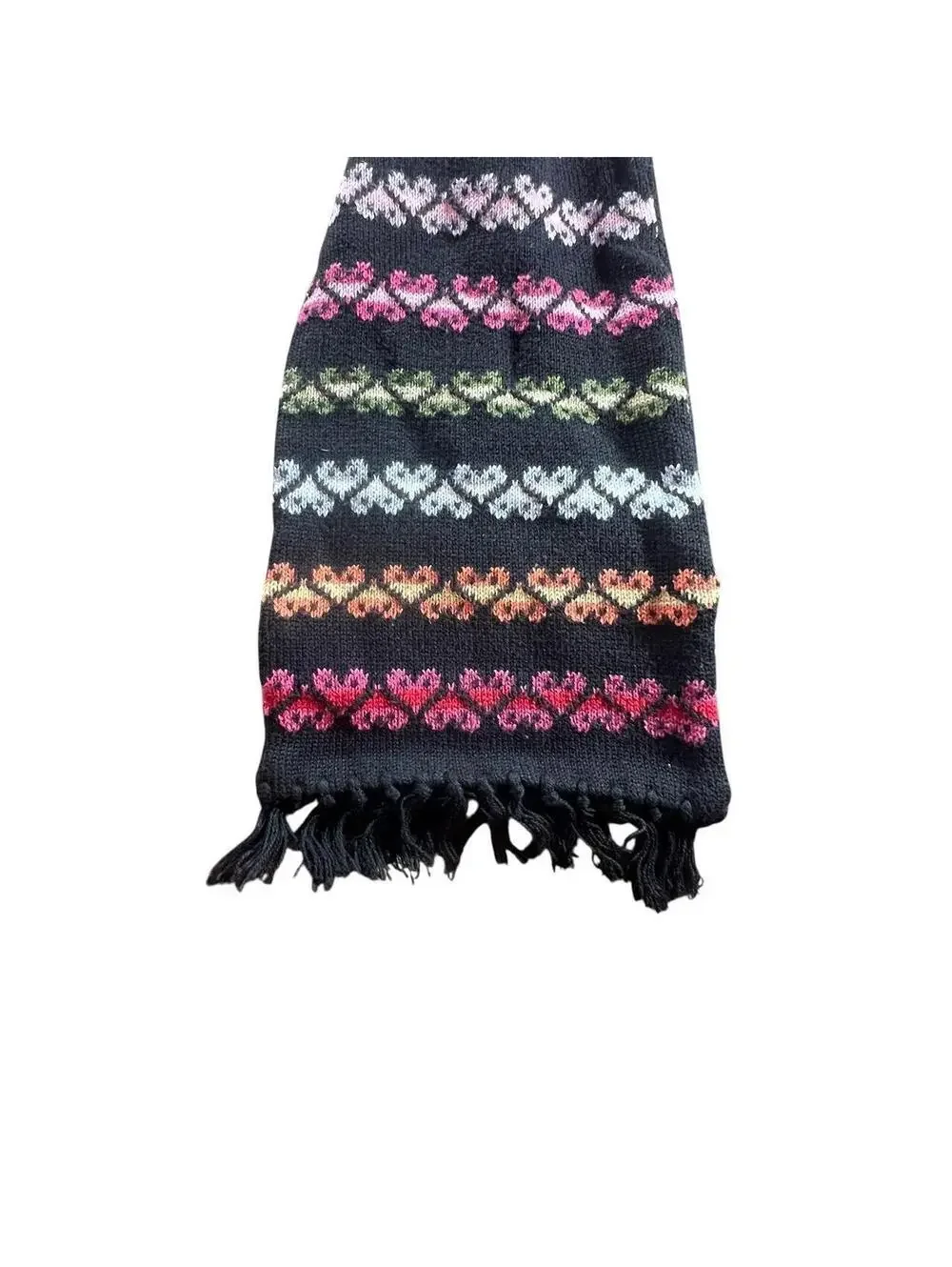 Retro Rainbow Heart Knit Scarf